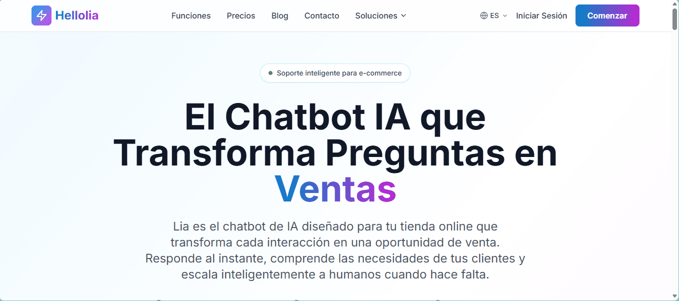 Hellolia — Lia, el Chatbot IA para E-commerce